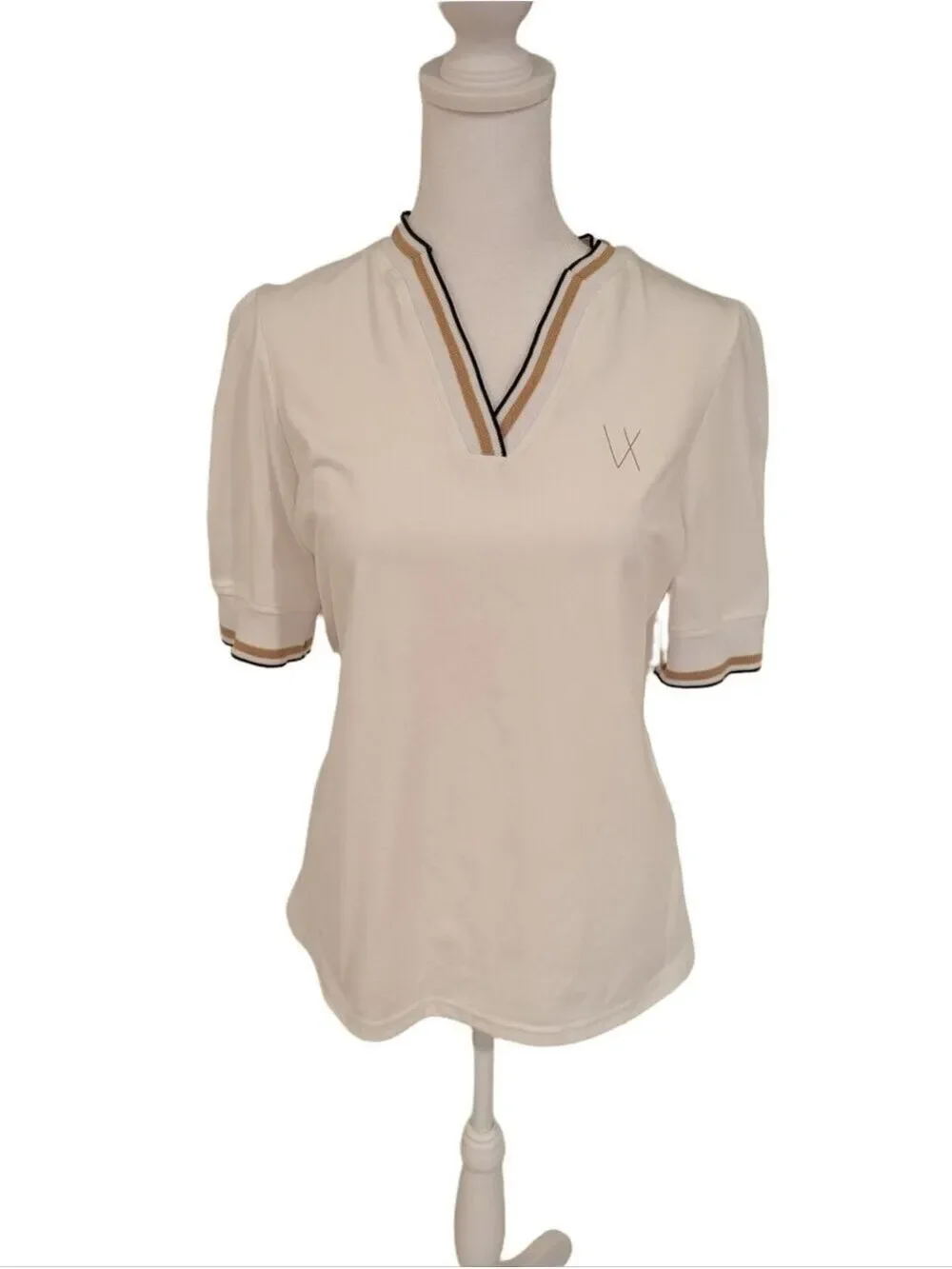 VIEUX jEU EUROPEAN SPORTS V NECK TOP With SHORT Sleeves, Medium,Dry-fit. - Picture 2 of 7